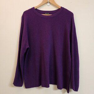 Eileen Fisher 100Merino Wool Purple Long Slv Sweater Women 2X Minimalist Classic